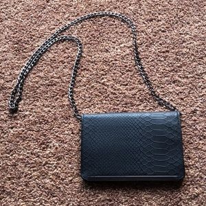 Black snakeskin crossbody purse
